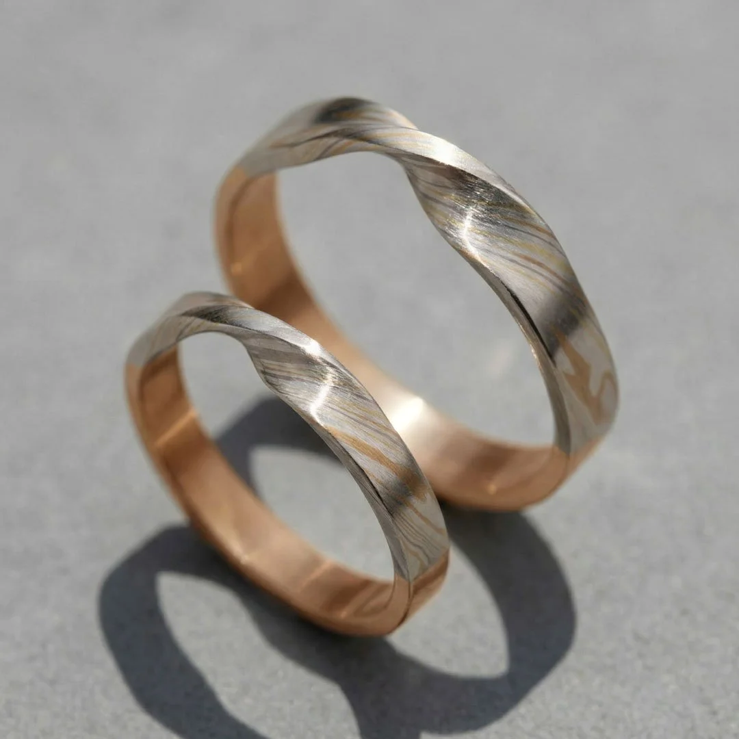 Perfectly Imperfect 18K Gold Wedding Rings Infinity Rosé