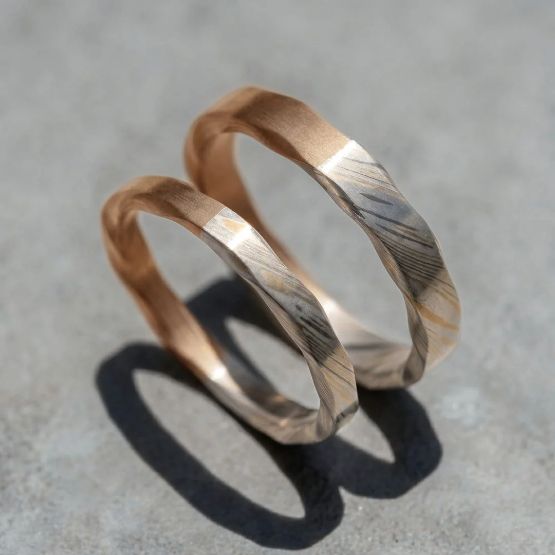 Perfectly Imperfect 18K Gold Wedding Rings Vera Rose