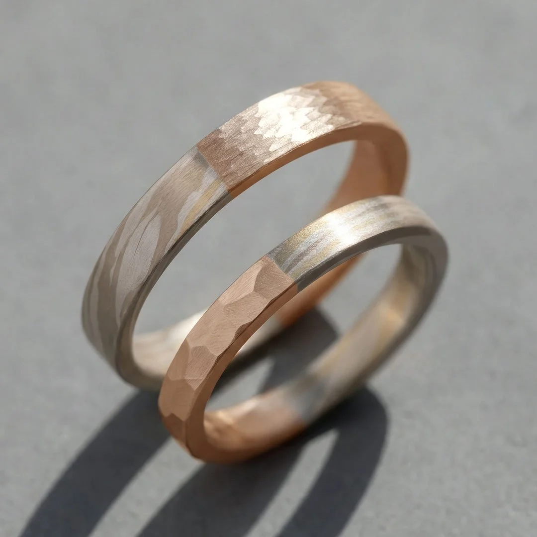 Perfectly Imperfect 18K Gold Wedding Rings Classic Rosé