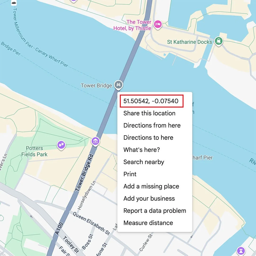 Get Coordinates on Google Map