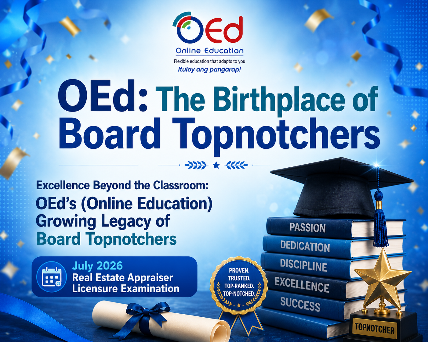 Excellence Beyond the Classroom:OEd's (Online Education) Growing Legacy of Board Topnotchers