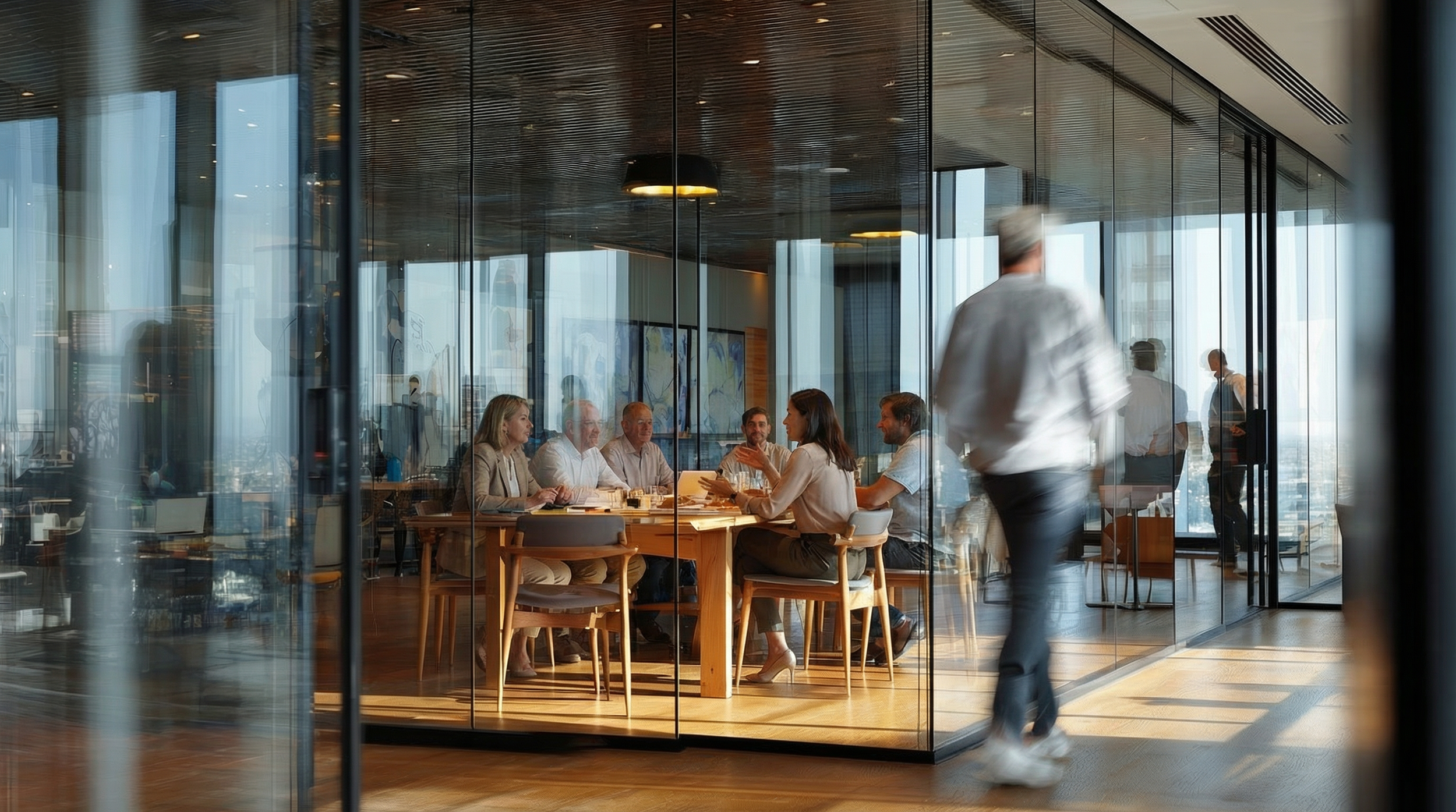 AI generated image of a workshop in a modern office