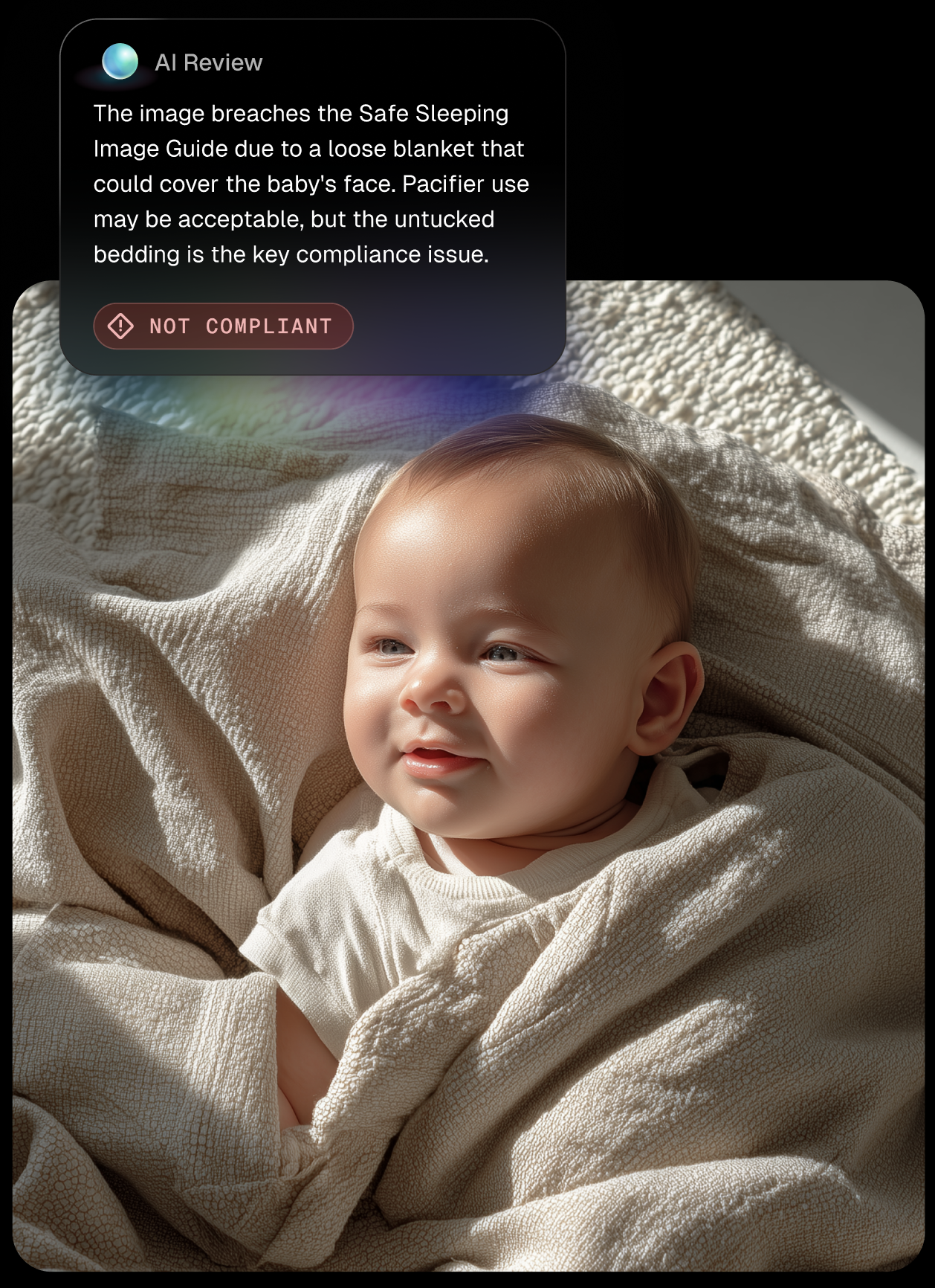 AI generated image of baby in bed