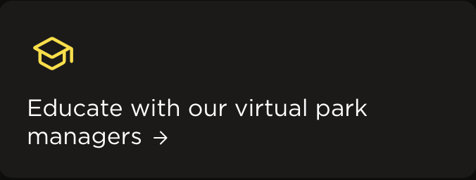 Online advertisement for virtual park managers with an icon of a graduation cap.