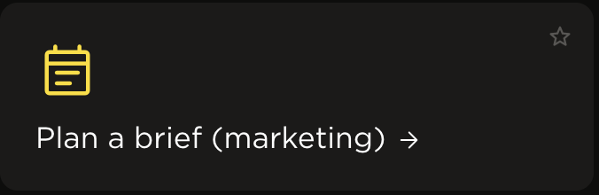 Digital note with yellow icons and text that says 'Plan a brief (marketing)'