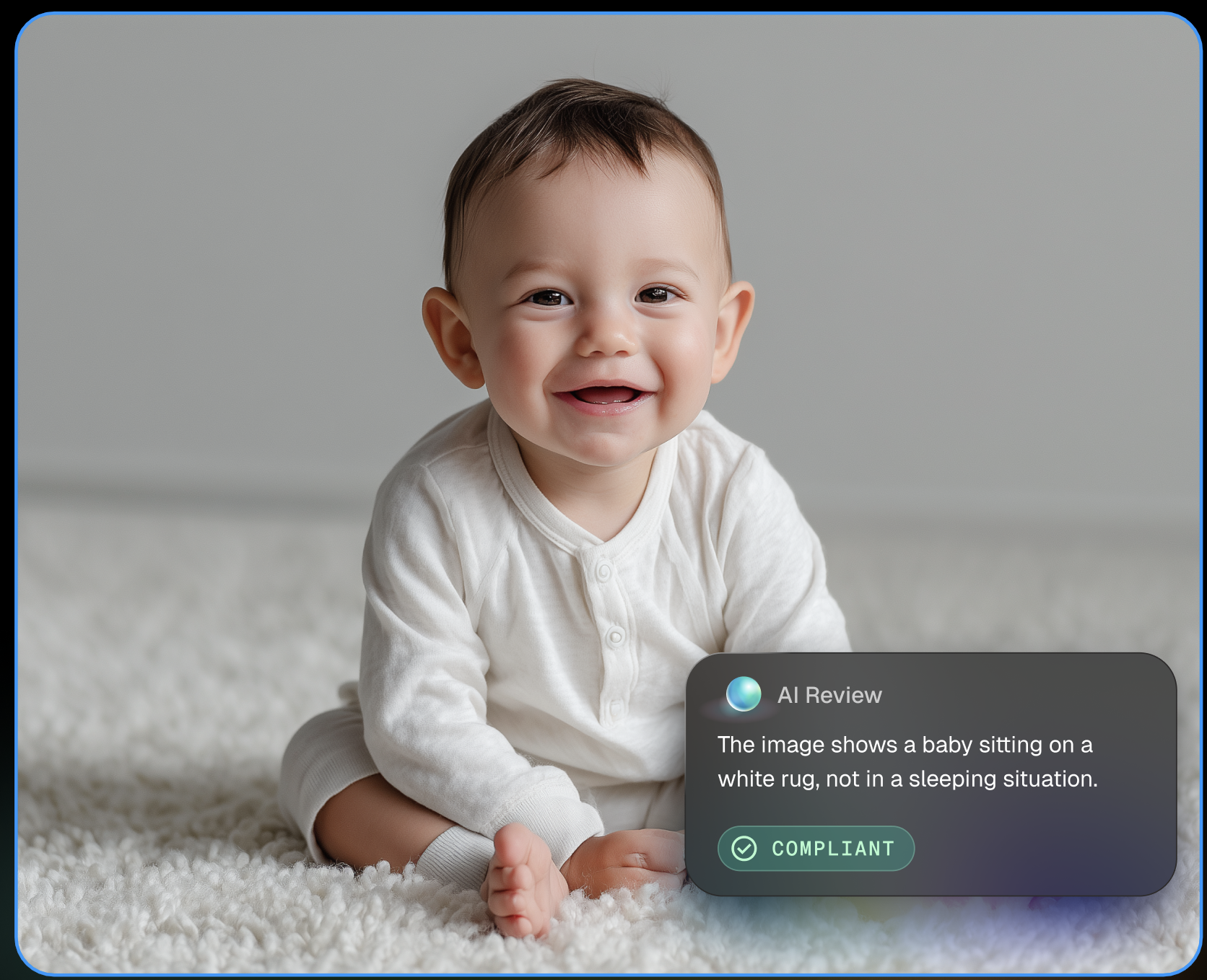 AI generated image of baby sitting on a rug