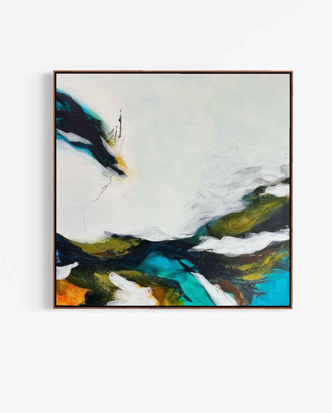 Schneewanderung | framed blue mountain abstract landscape original art.PNG
