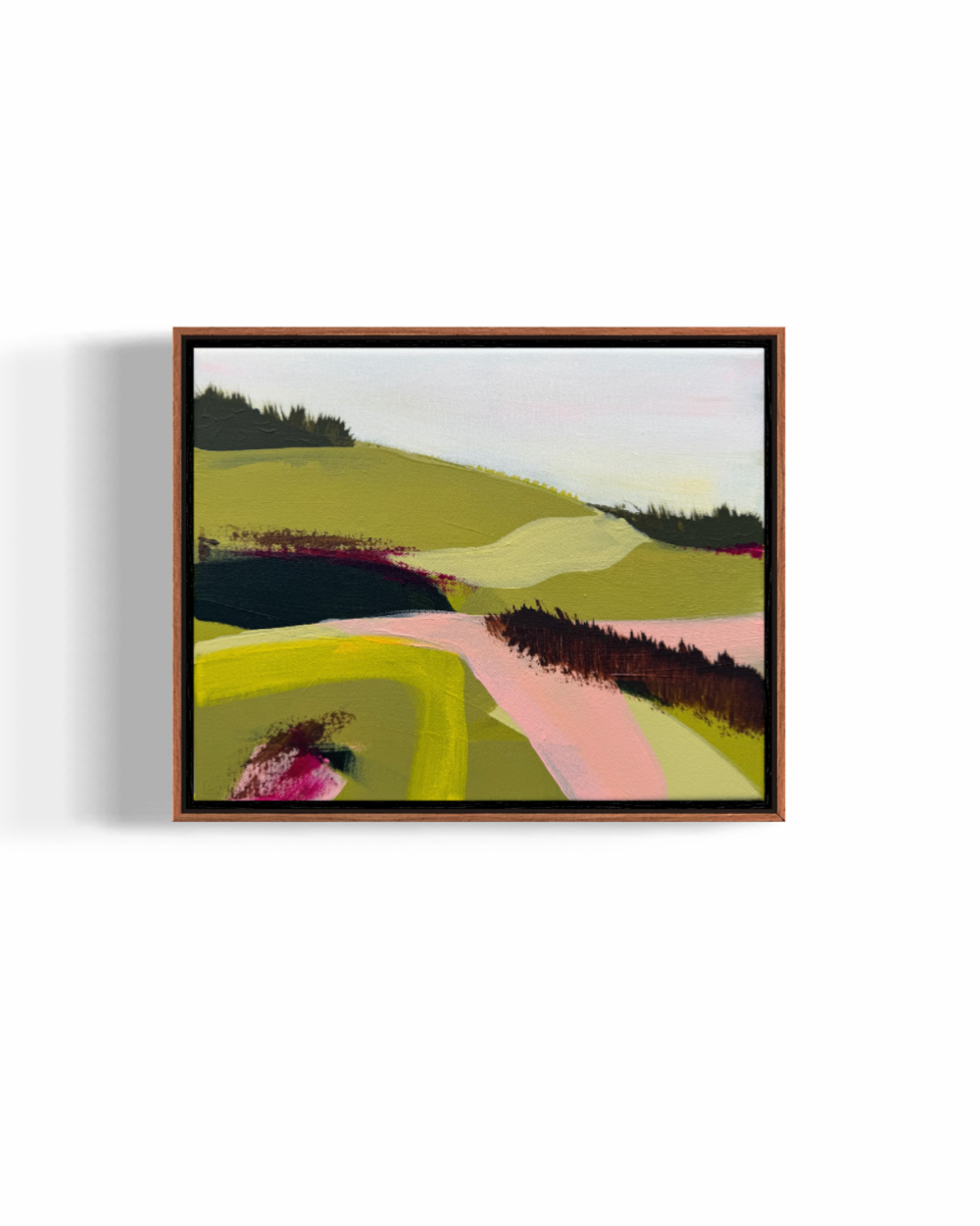 When you leave the city 2 | framed pink and green original abstract landscape.PNG