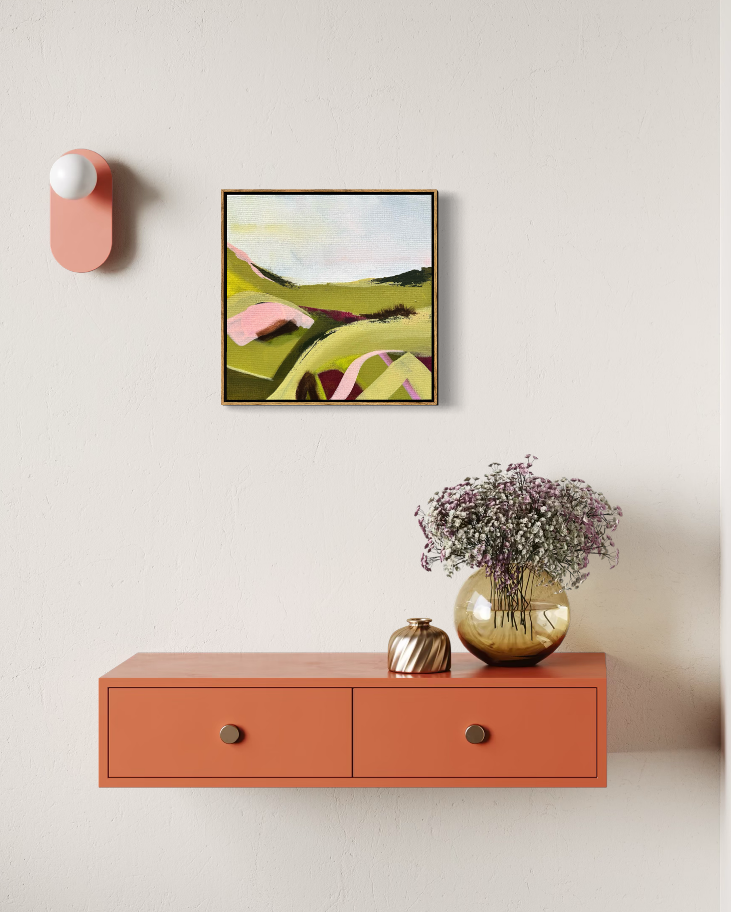 Weitblick | hallway pink and green original abstract landscape.PNG