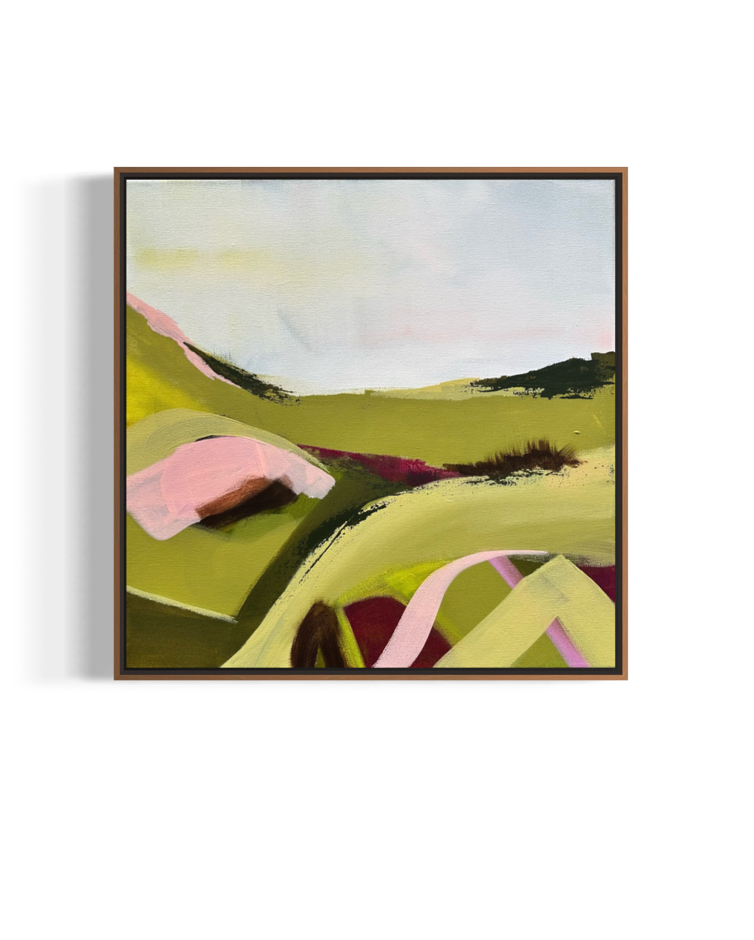 Weitblick | framed pink and green original abstract landscape.PNG