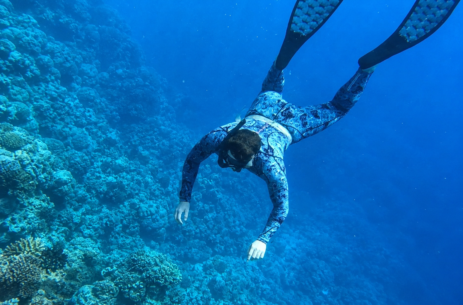 Xande Wheldon swimming in the reef of Vanuatu