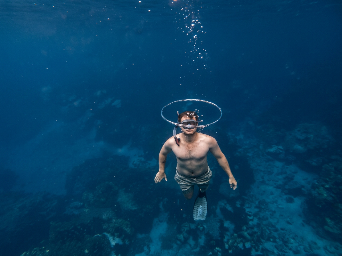 Xande in one of the blue holes in vanuatu
