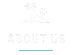 Logo with palm trees and the text 'About Us'