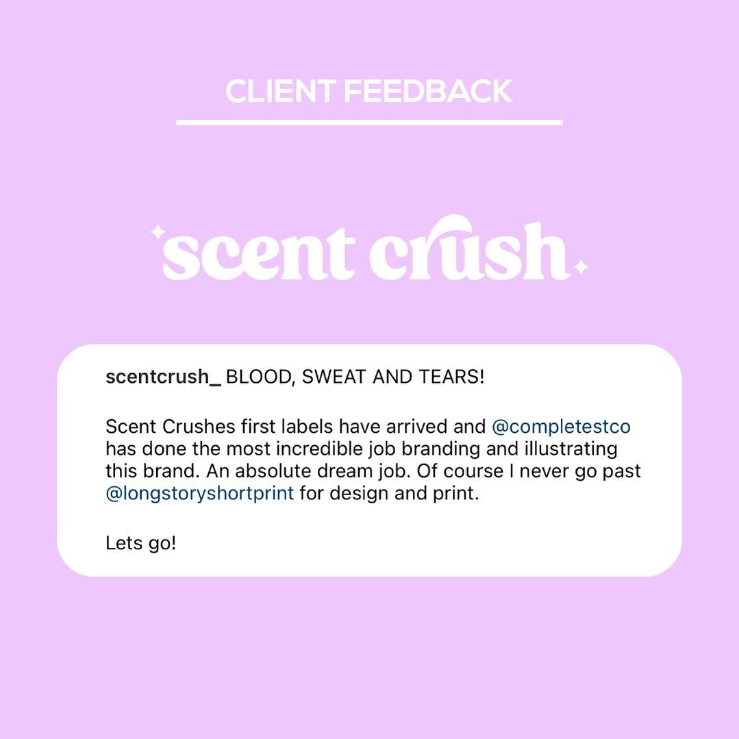 Collaboration over competition - ALWAYS! 

@longstoryshortprint recommended @scentcrush_ get in touch with us for branding and we are beyond grateful 🙏

Seeing this feedback is something we are forever grateful for ❤️