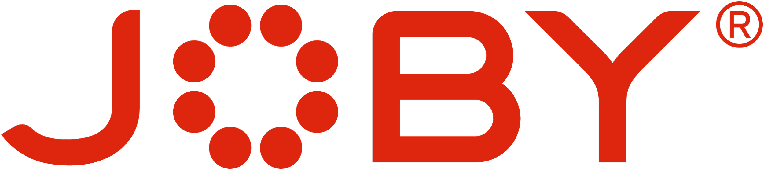Joby logo with red letters and circle design.
