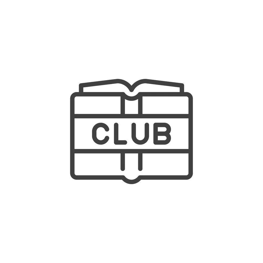 Icon showing an open book with Club written on it's wrap