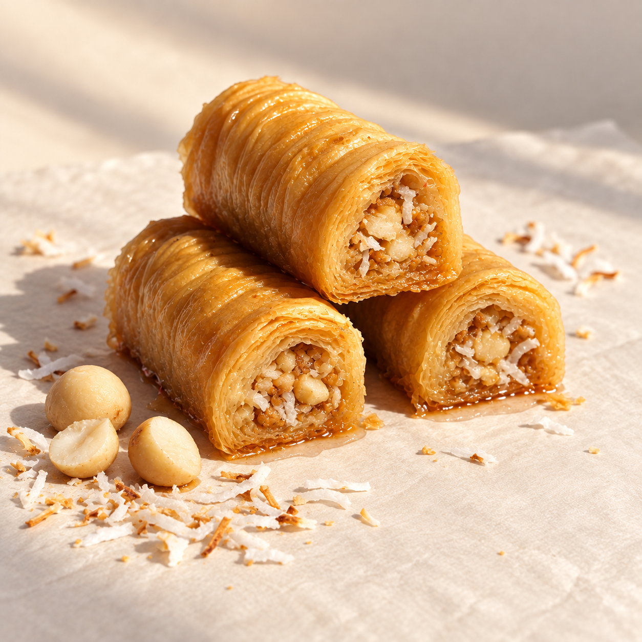 Hawaiian Style Macadamia Nut Coconut Baklava