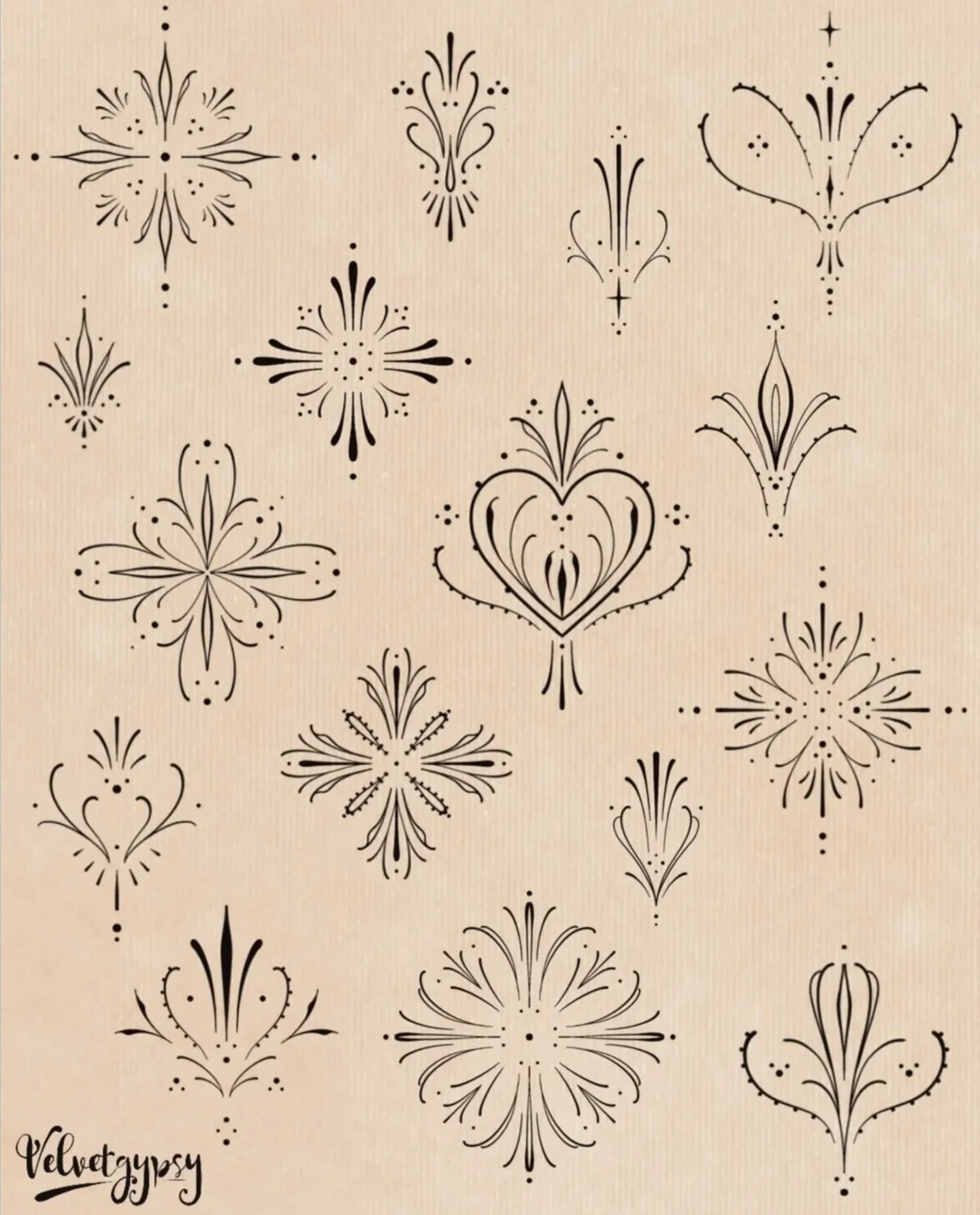 Beautiful ornamental designs from @velvetgypsytattoos 
.
These pieces can be adapted to any placement or even combined. Get in touch with Heather for booking info in the new year.
.
#brighton #brightontattoo #brightontattooartists #flashdesigns #orna