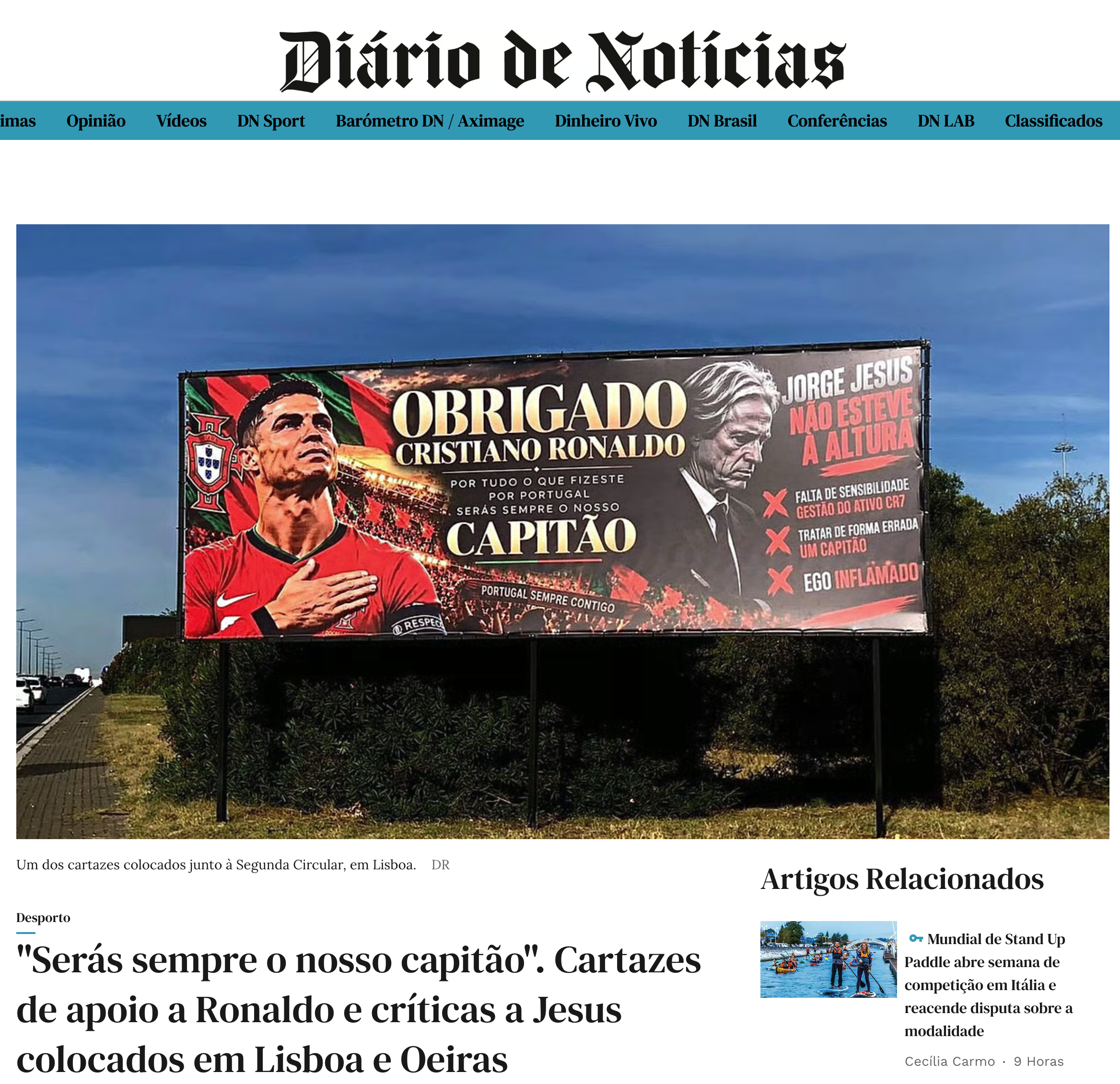 Cartaz de Apoio a Cristiano Ronaldo criado por AI
