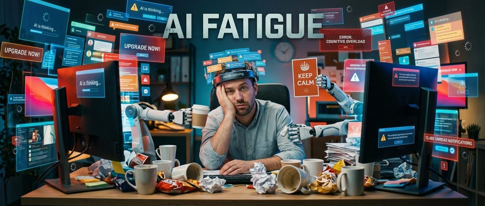 Imagem sobre AI Fatigue, totalmente criada por IA