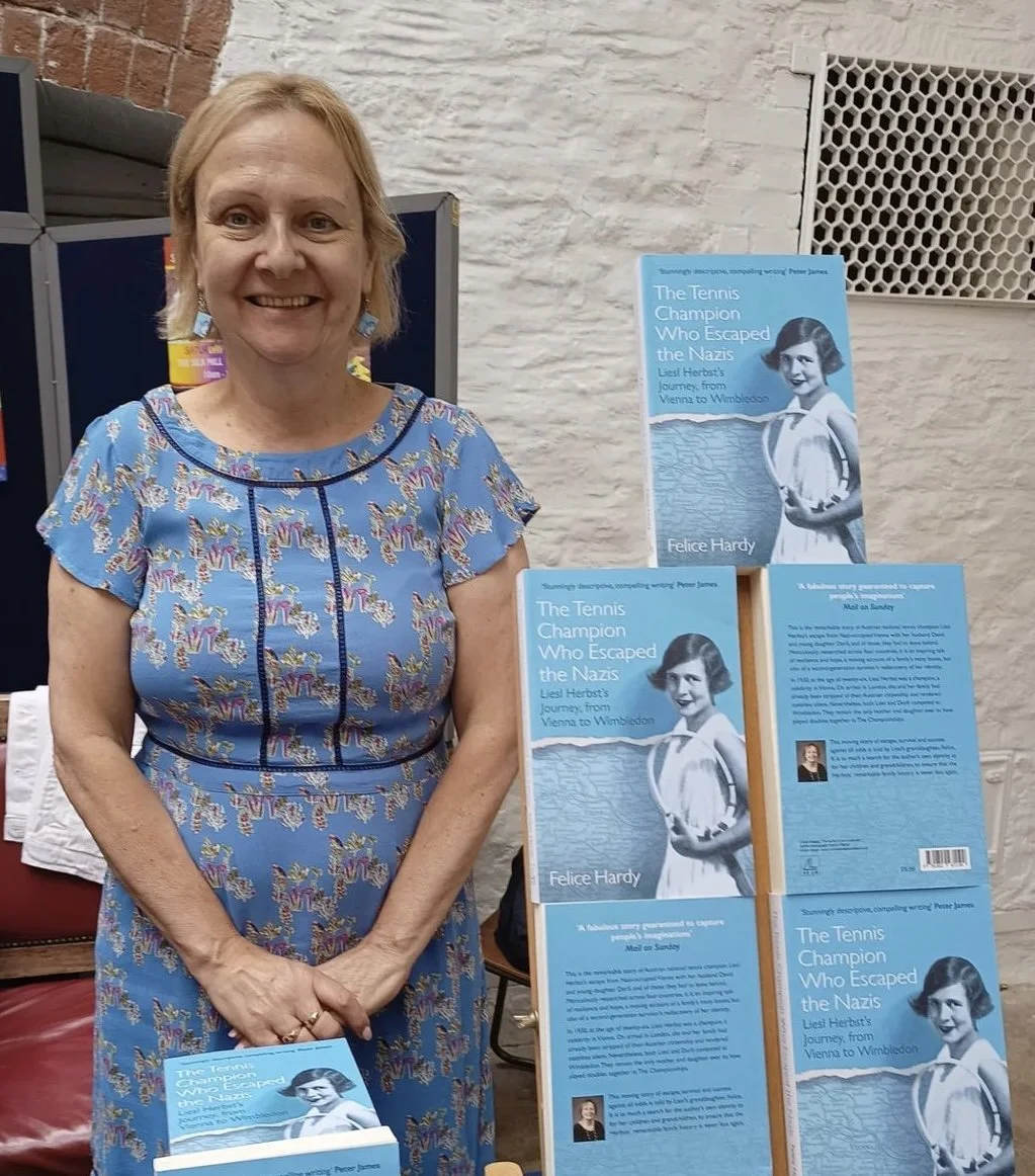 Felice with her book on display at the Silk Mill. Photo: © June Ruthven