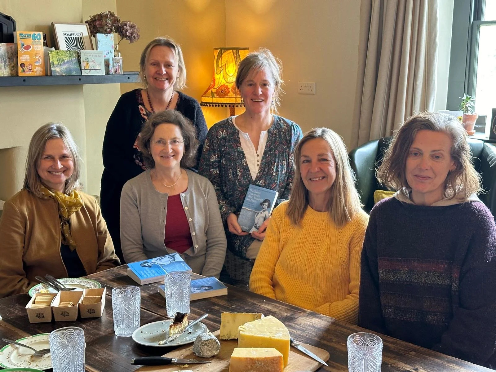  Book club at Vallis Farm, Frome, with the author standing at the back left 