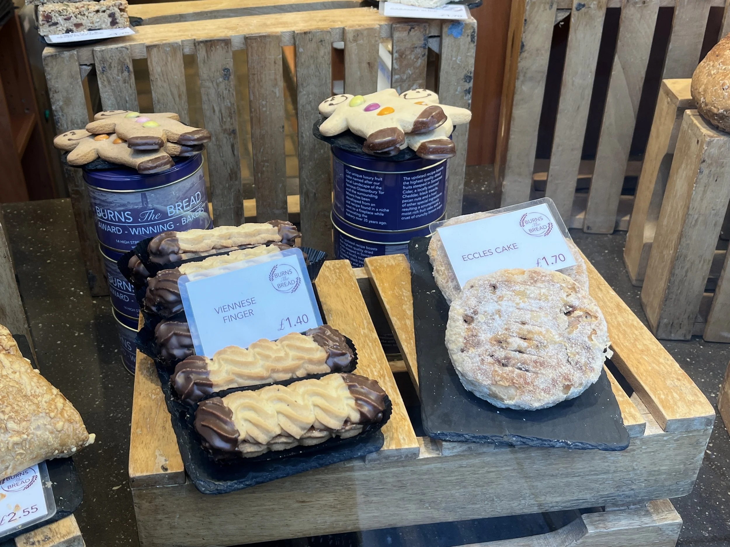 Burns The Bread bakery shop window, Glastonbury. Photo: © Felice Hardy