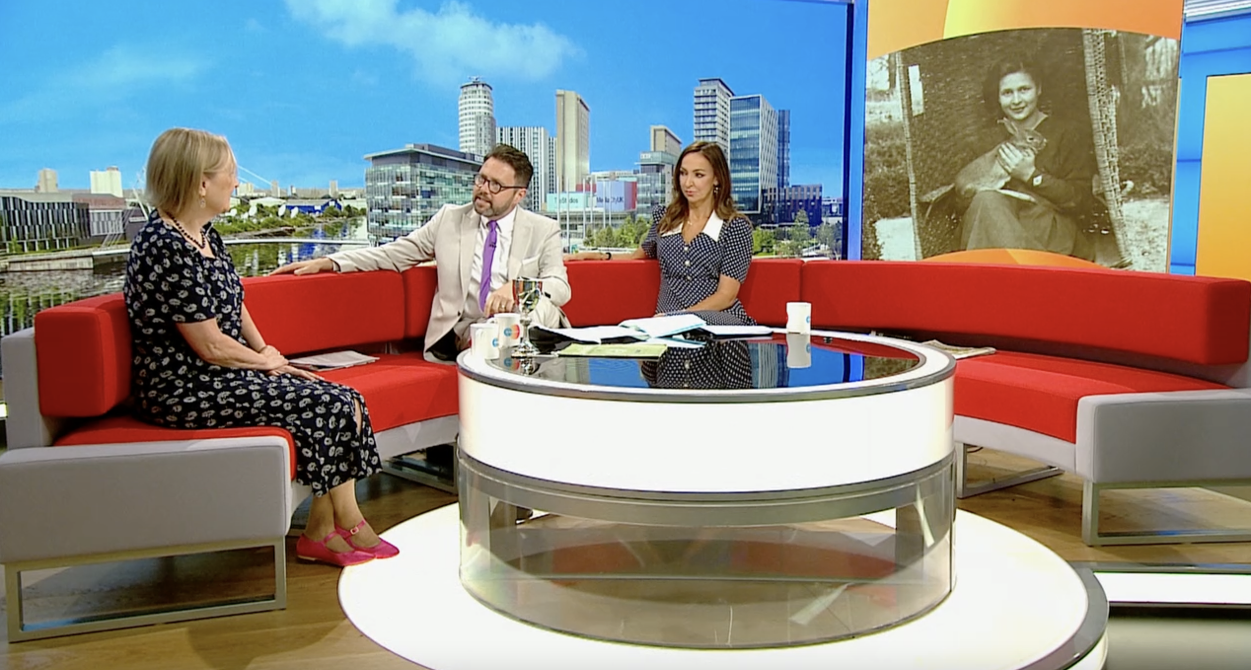 Felice in the BBC studio with Jon and Sally