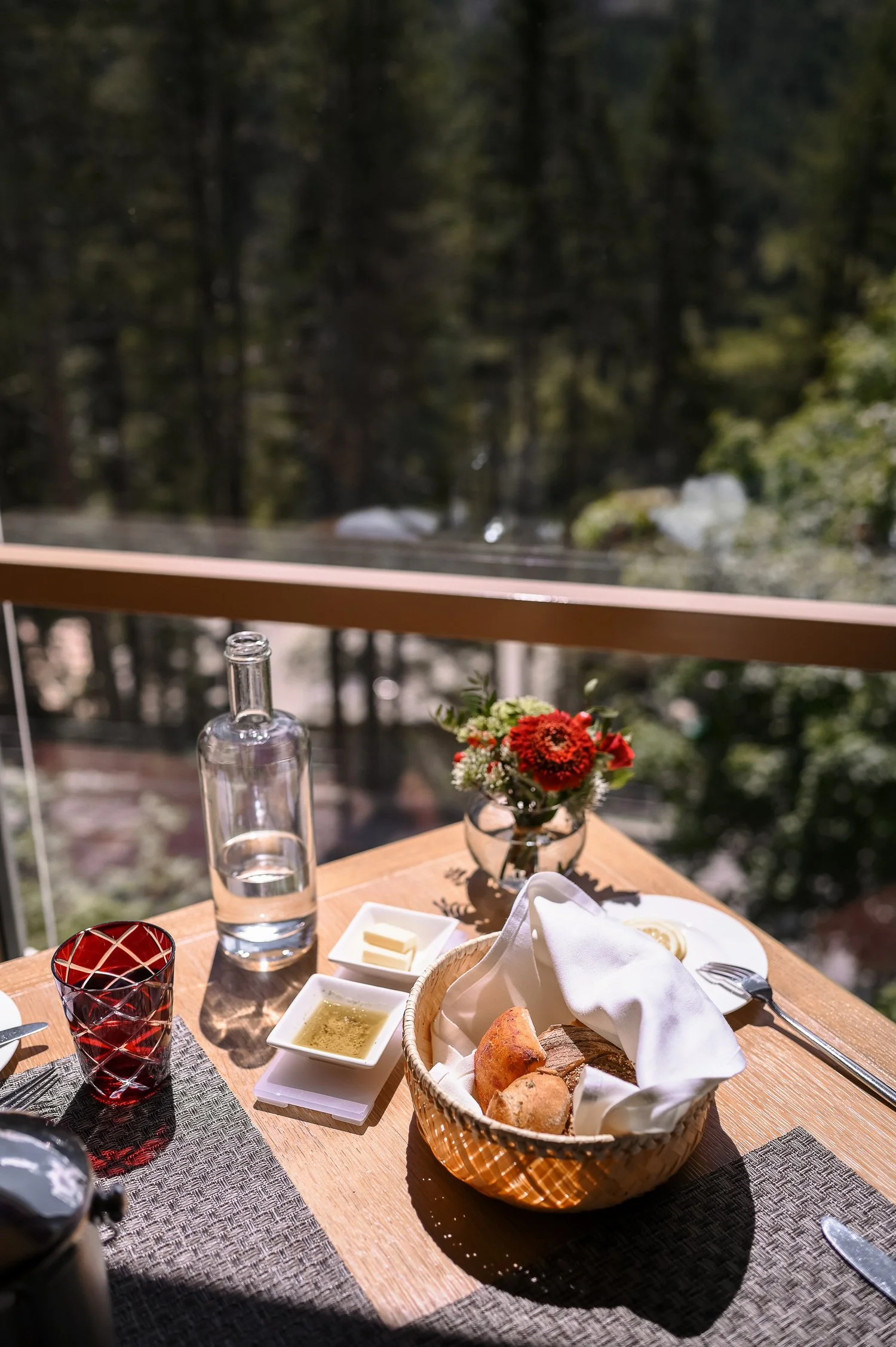 Bread and butter on a table