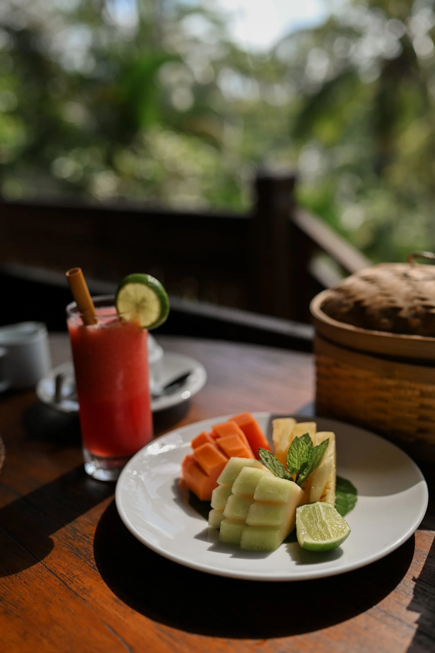 Fruit breakfast with Bali view