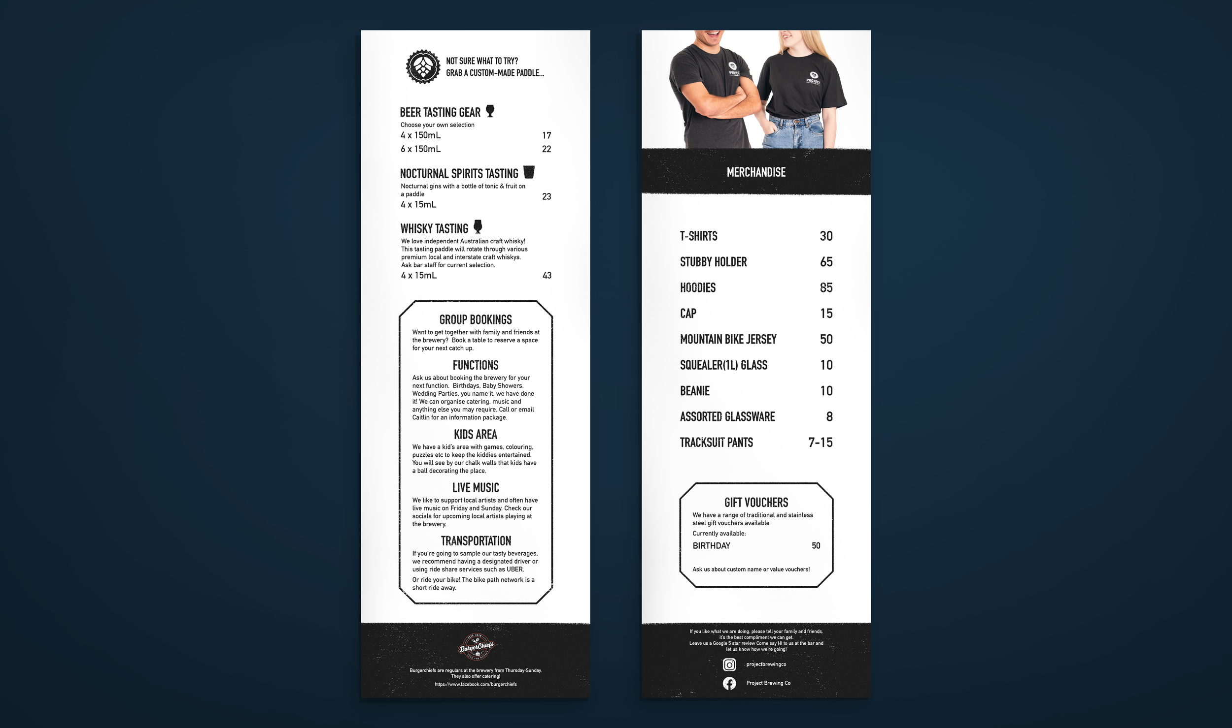 Project Brewing Menu Insert