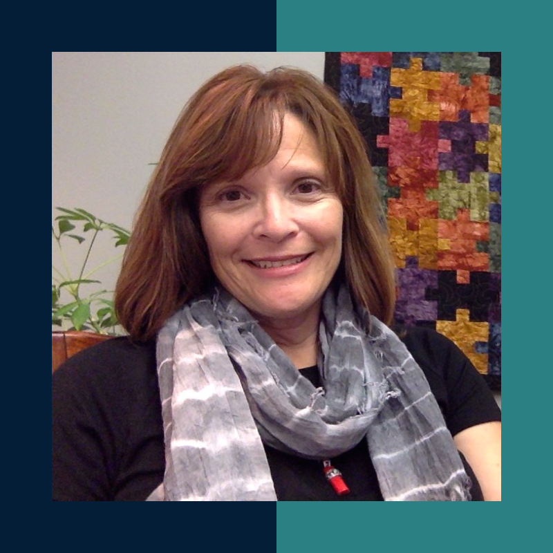 Graphic for “West Meets East: Access at Work,” a monthly series featuring Brittany Schmidt, Heidi Mecham, and Vicki Stewart, with a South Dakota map and blue/teal design.