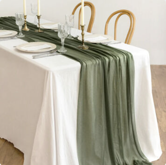 Emerald Sheer Table Runner -
$7.00 per runner -
12 Runners Available for Rent