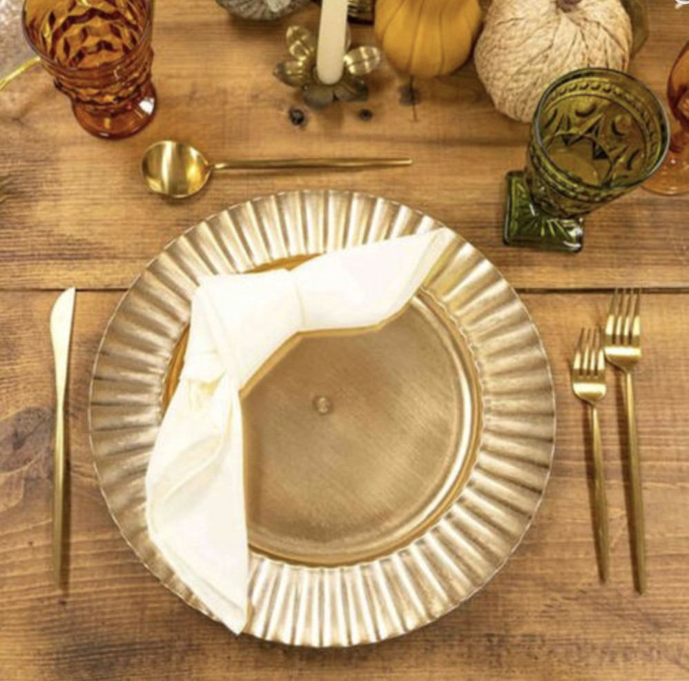 Gold Ribbed Chargers - $1.00 per charger -
Suits parties up to 40