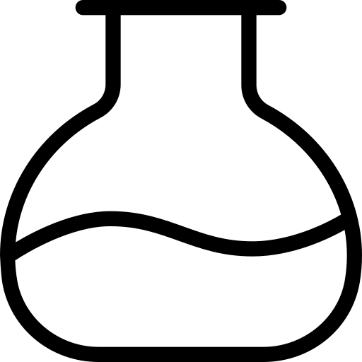 A black outline icon of a scientific beaker.