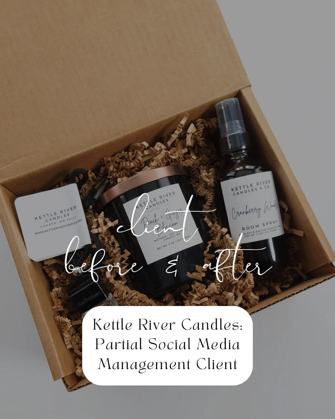 @kettlerivercandles is one of the longest clients i've had and i've loved watching them grow!! michelle was already doing an amazing job at posting consistently when I first came on. throughout the years, i've helped create a more consistent brand lo
