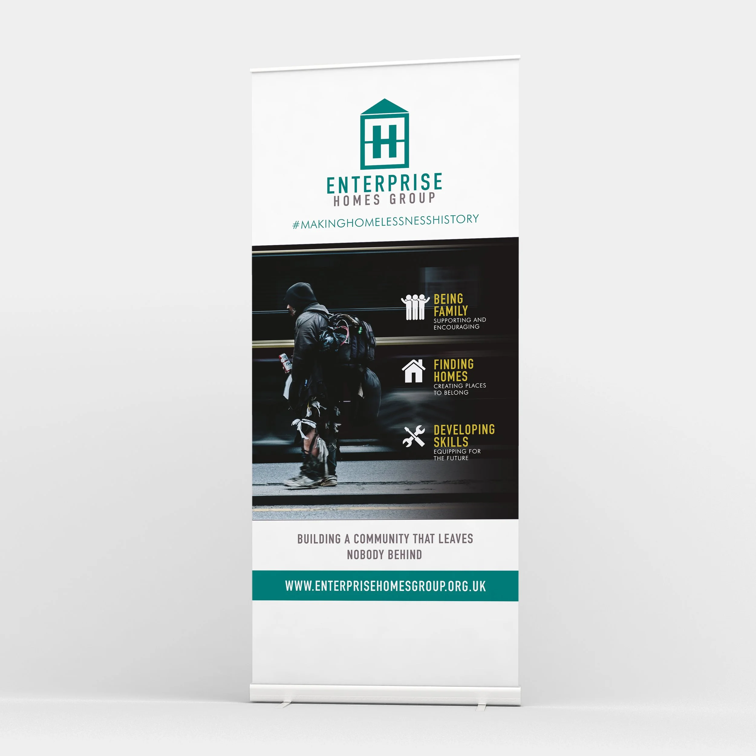 Enterprise Homes Group roller banner designed by creative design agency in Wolverhampton, Sodium & Co.