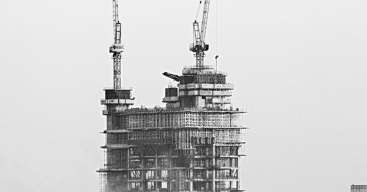 A building under construction to represent building a positive charity brand association.