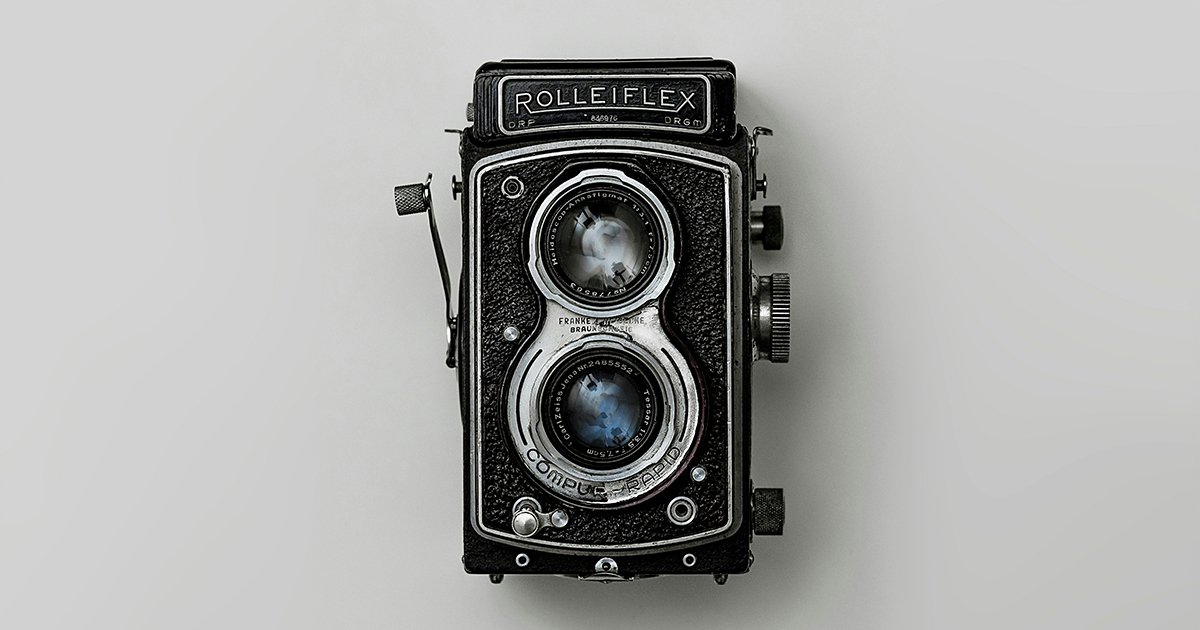 A old-fashioned camera to represent making a charity brand memorable.