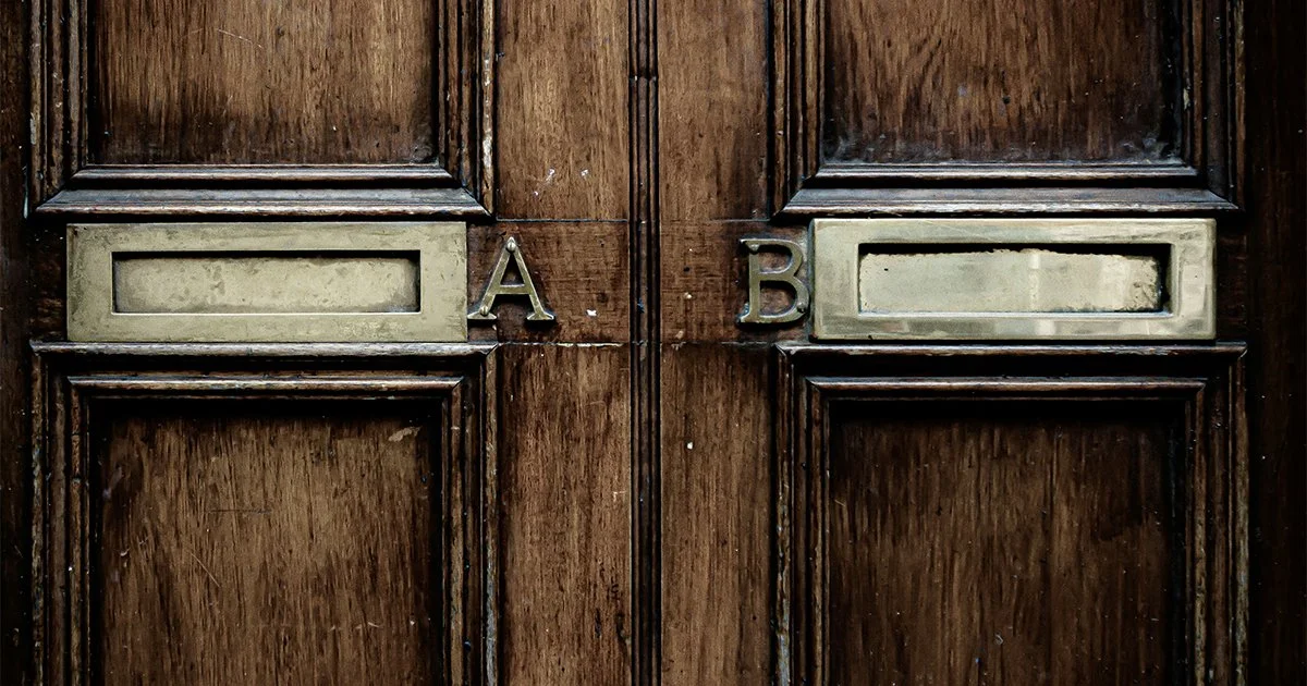 Two letter boxes showing the letters A and B to represent analysing brand positioning.