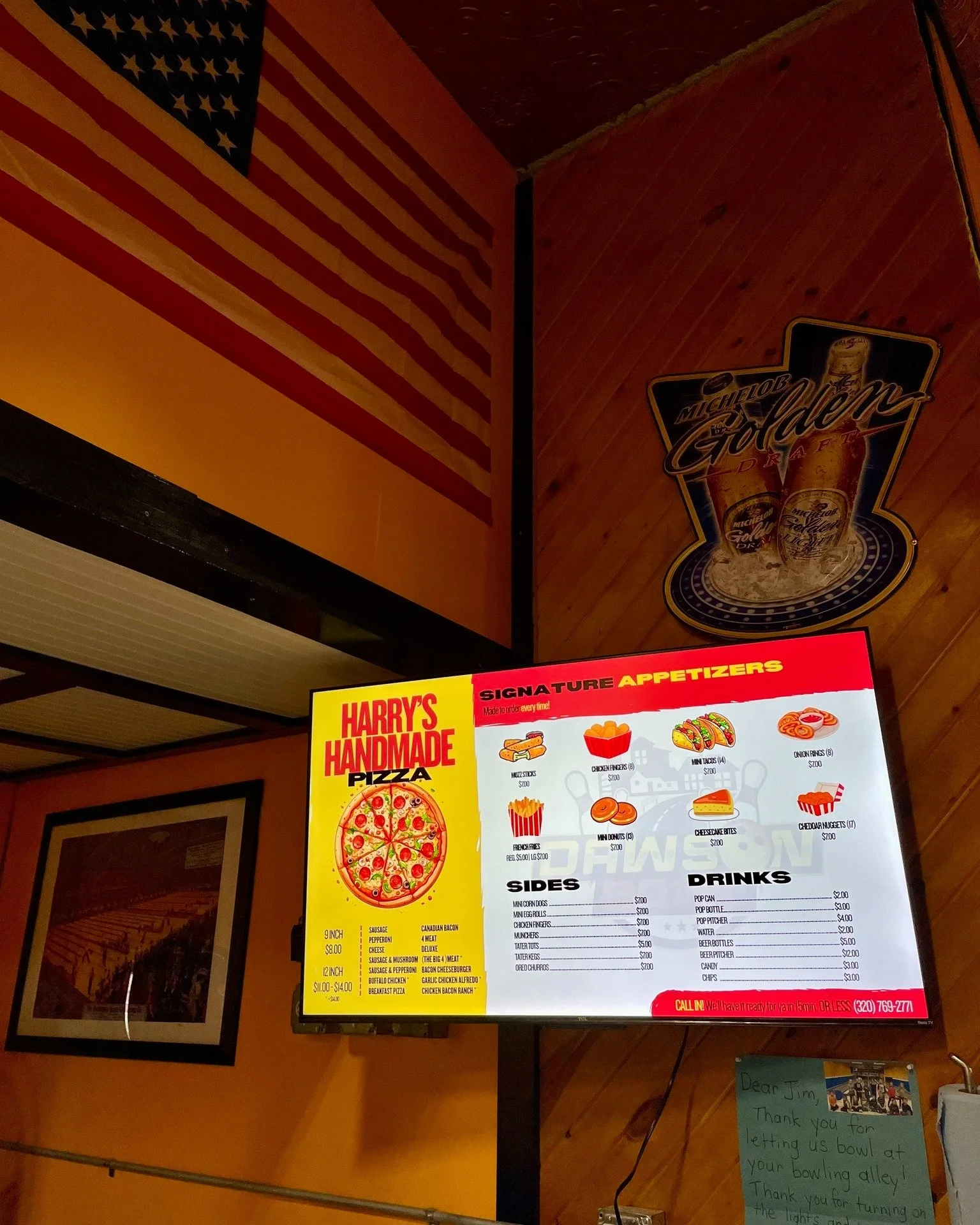 This month, I had the opportunity to bring a local favorite into the digital age. Dawson Bowl wanted a modern, easy-to-update menu for their busy lanes, and I was so excited to help them make it happen.

The new digital menu features their full food 