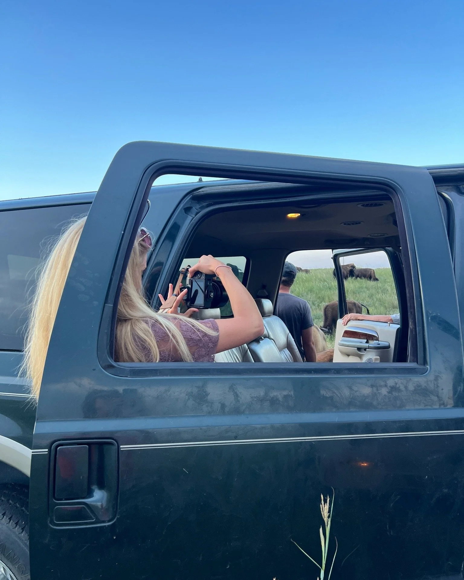 One of my favorite parts of brand photography is moments like this, where the story, the subject, and the setting all come together. Here, I&rsquo;m photographing a client&rsquo;s husband looking out over the prairie, bison grazing in the distance.

