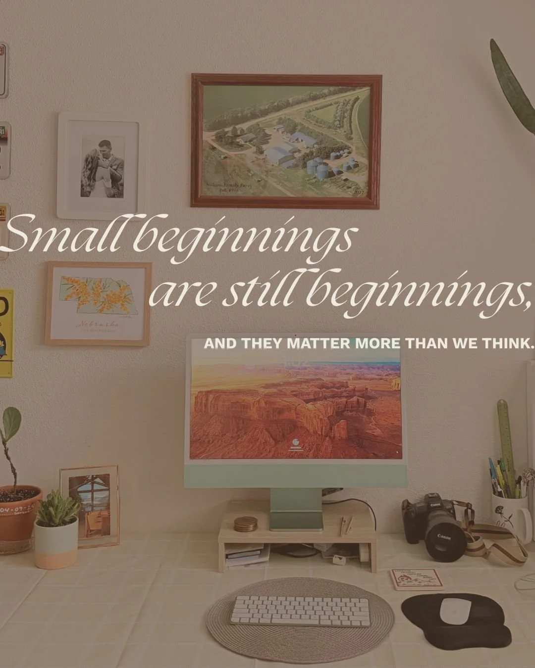 I put this verse at the bottom of my email signature this year so that every time I send an email, I see it.

&ldquo;Do not despise these small beginnings, for the Lord rejoices to see the work begin.&rdquo; &mdash; Zechariah 4:10

Some days running 