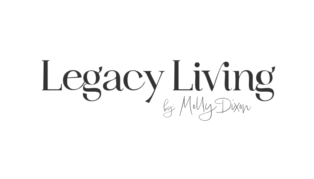 Logo for 'Legacy Living' by Molly Dixon in black and gray text.