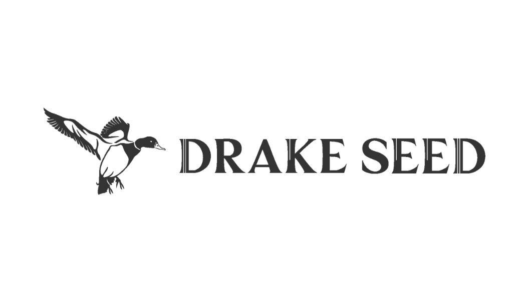 A logo with a black silhouette of a hummingbird to the left and the words 'DRAKE SEED' in uppercase letters to the right.