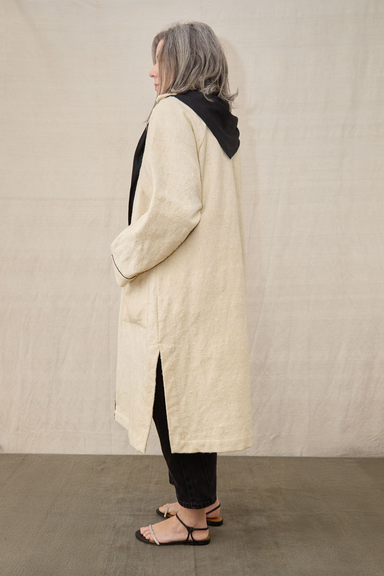 DUSTER COAT “CASTRO” PICOTE DE LANA Y LINO