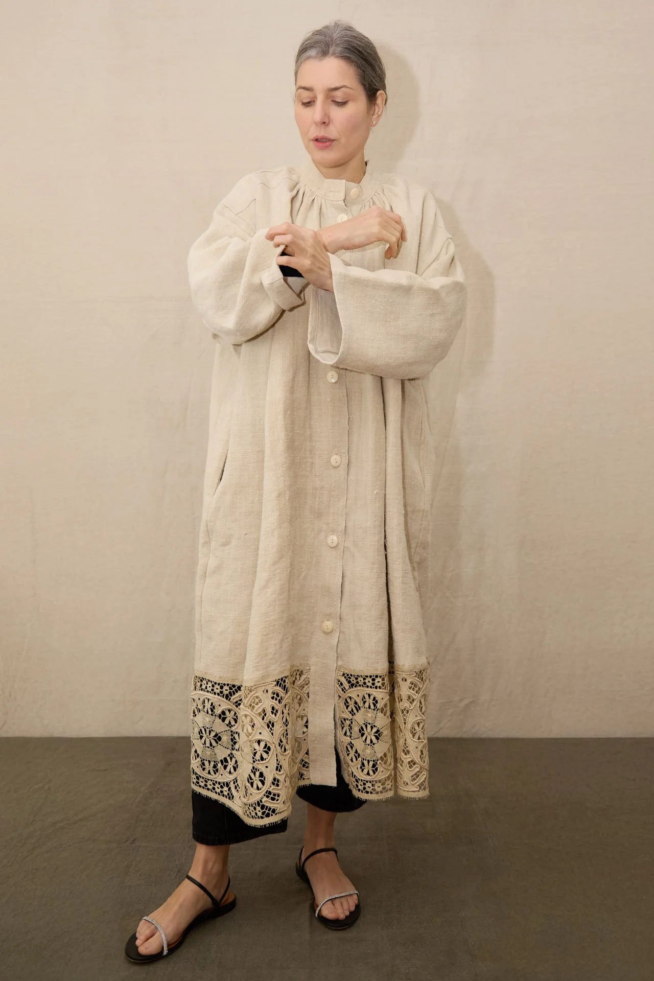 OVERCOAT O VESTIDO “VELAY” DE ESTOPA DE LINO