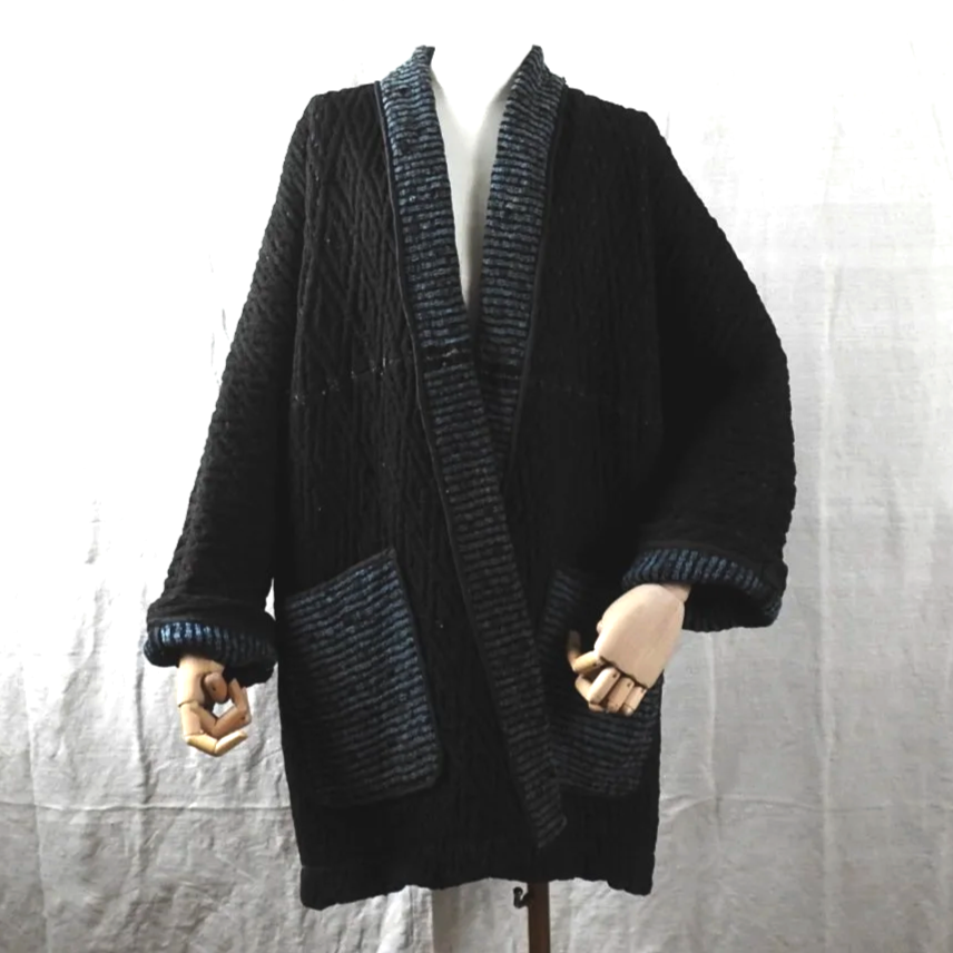 KIMONO REVERSIBLE OJO DE PERDIZ NEGRO