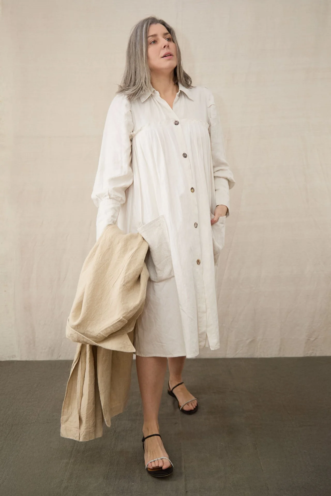 OVERCOAT-VESTIDO “BABY DOLL” LINO