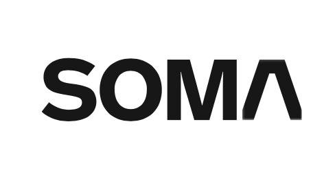 SOMA logo in black text with stylized lettering